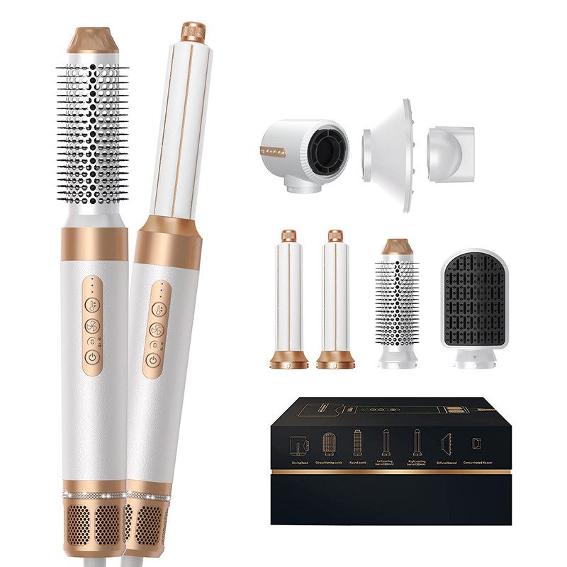 Asciugatrice di capelli 7 in 1 con basso rumore Ioni negativi Multifunzione Parrucchiere Riparazione Spazzola per capelli