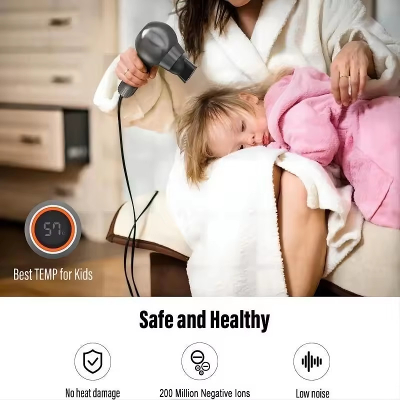Asciugatrice per capelli ionica portatile regolabile temperatura intelligente per la casa dormitorio