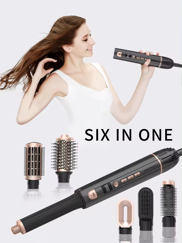 Nuovo design 2024 Hot Sale 6 in 1 Multi Function Styler Air Wrap LCD Display Hot Air Brush