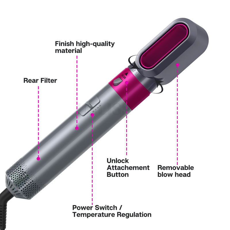 Avvolgimento a aria a ioni negativi Curling automatico di capelli Styling spazzola ad aria calda 5 in 1 Multi funzione