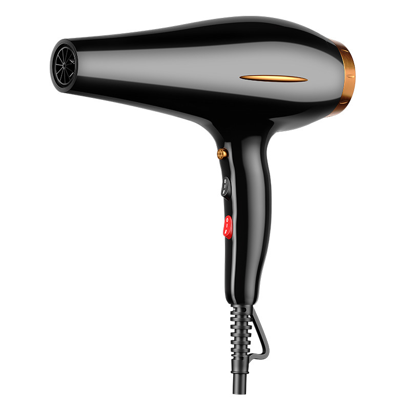Asciugacapelli elettrico con maniglia ergonomica con design di riduzione del rumore e grande presa d'aria in metallo