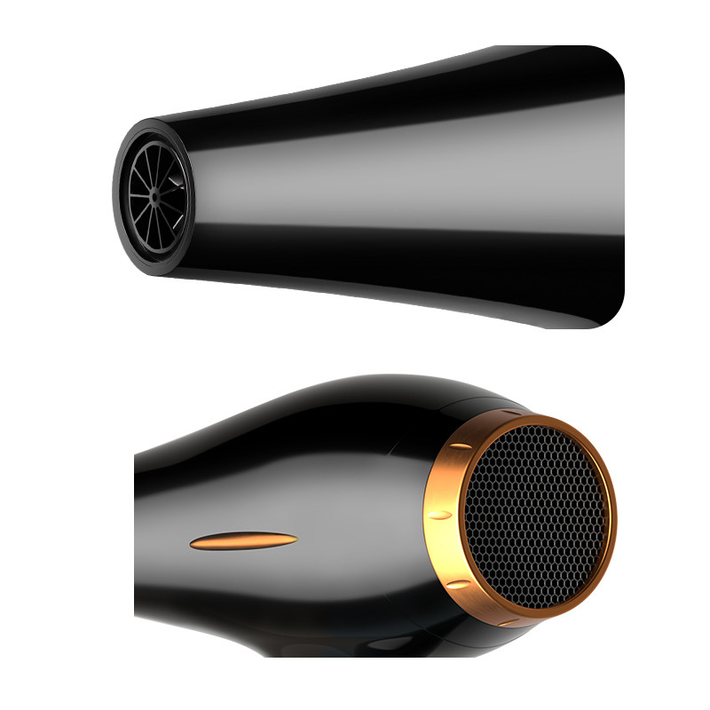 Asciugacapelli elettrico con maniglia ergonomica con design di riduzione del rumore e grande presa d'aria in metallo