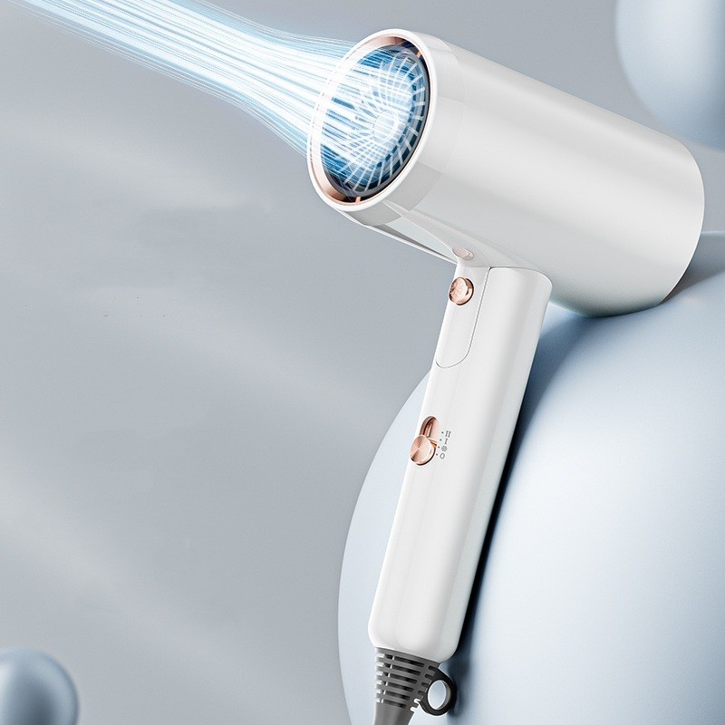 Asciugatrice per capelli a ioni negativi a luce blu a motore da 2400W con 2 impostazioni di calore e accessori