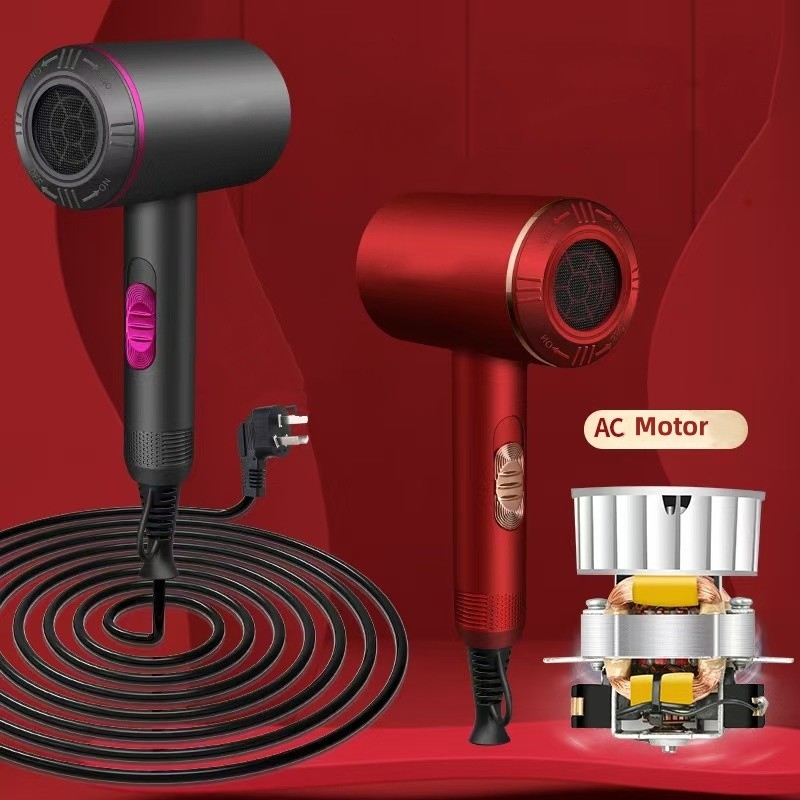 Asciugatrice per capelli potente 1300W Motore a corrente alternata Asciugatura rapida Impostazione di riscaldamento ionico con 1 diffusore e 2 ugelli di concentrazione