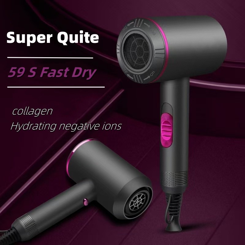 Asciugatrice per capelli potente 1300W Motore a corrente alternata Asciugatura rapida Impostazione di riscaldamento ionico con 1 diffusore e 2 ugelli di concentrazione
