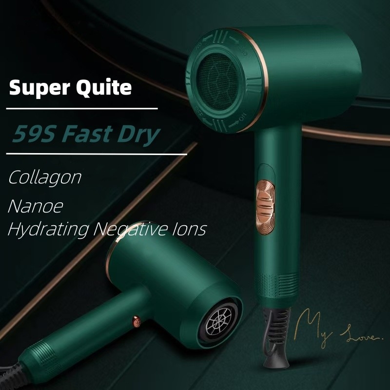 Asciugatrice per capelli potente 1300W Motore a corrente alternata Asciugatura rapida Impostazione di riscaldamento ionico con 1 diffusore e 2 ugelli di concentrazione