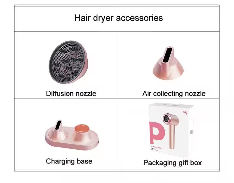 Asciugacapelli senza fili ricaricabile supporta una lunga durata della batteria, bassa temperatura e asciugacapelli agli ioni negativi