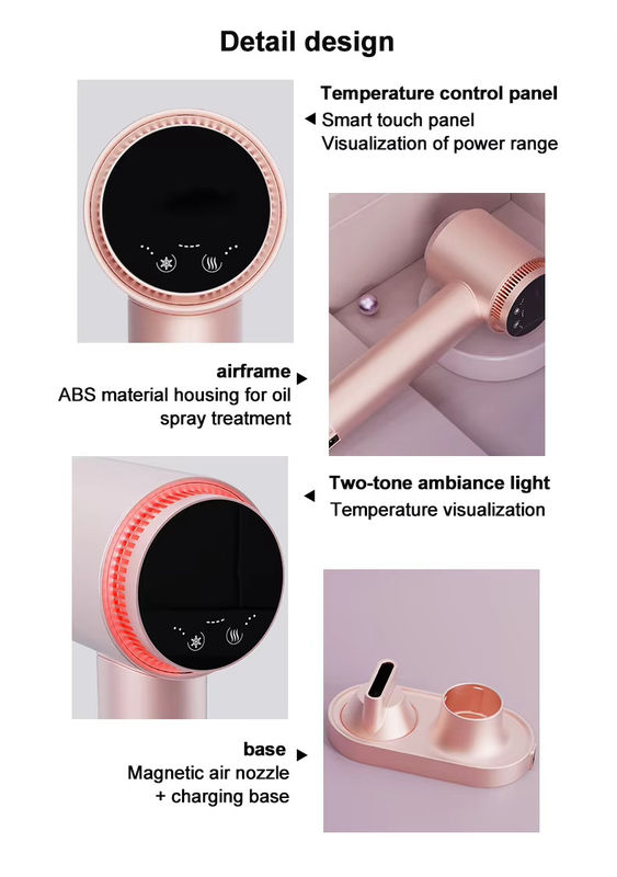 Asciugacapelli senza fili ricaricabile supporta una lunga durata della batteria, bassa temperatura e asciugacapelli agli ioni negativi