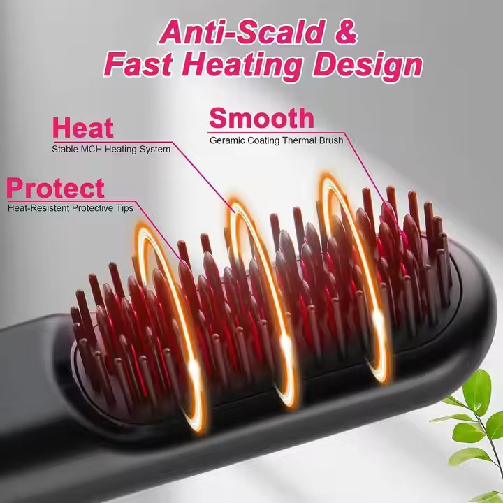 Spazzola di raddrizzamento capelli senza fili con 4 impostazioni di temperatura PD20W Fast Charging Anti Scald Fast Heating Design