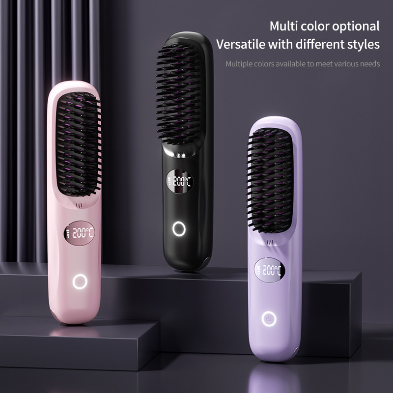 Spazzola di raddrizzamento capelli portatile senza fili 35W riscaldamento rapido tipo-C con uso esterno ad ioni negativi