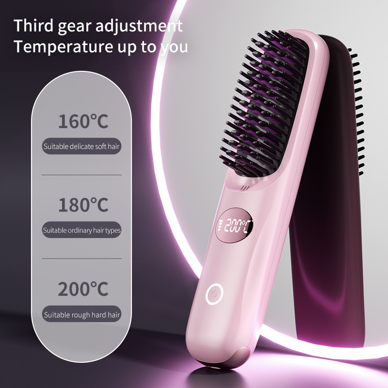 Asciugatrice di capelli elettrica Spazzola aria calda pettine calore USB senza fili raddrizzatore di capelli ricaricabile spazzola