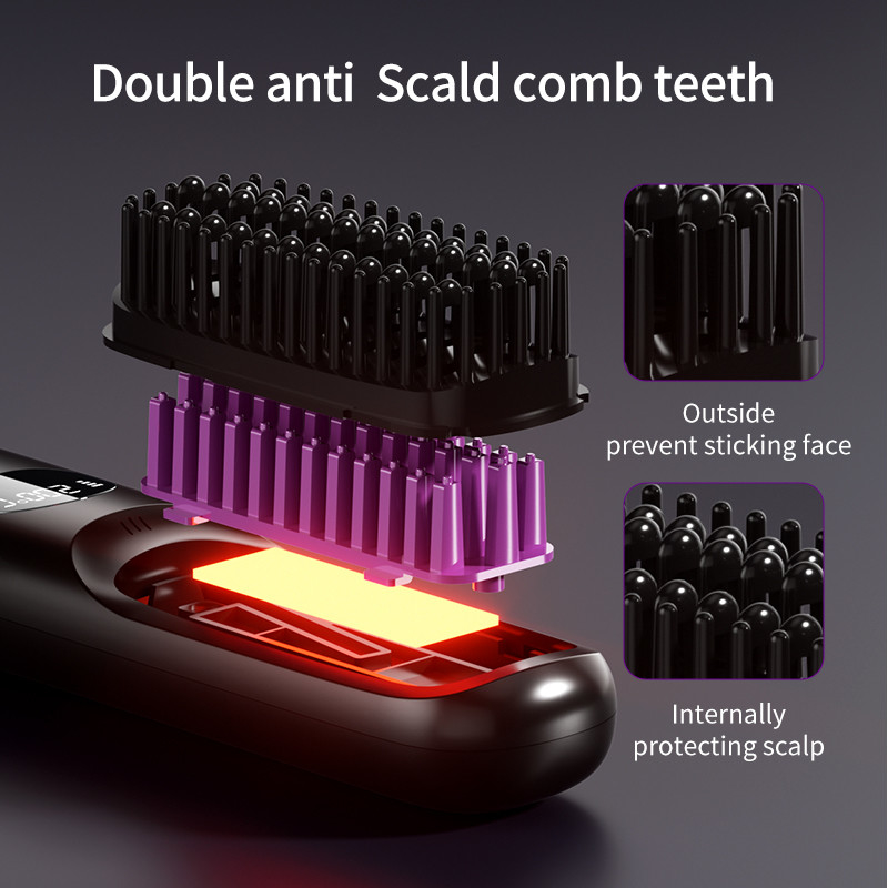 Asciugatrice di capelli elettrica Spazzola aria calda pettine calore USB senza fili raddrizzatore di capelli ricaricabile spazzola