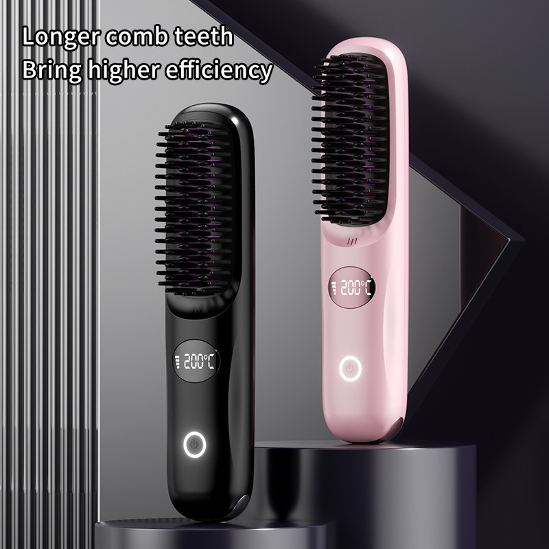 Asciugatrice di capelli elettrica Spazzola aria calda pettine calore USB senza fili raddrizzatore di capelli ricaricabile spazzola