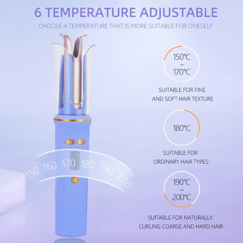 USB ricaricabile portatile per capelli Viaggi senza fili Mini capelli ferro Auto curler display LCD Temperatura