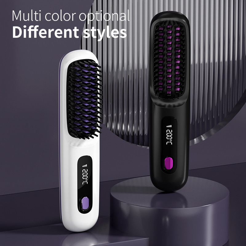 Spazzola elettrica ad aria calda pettine dirittore di capelli in ceramica con tecnologia agli ioni negativi e cavo girevole