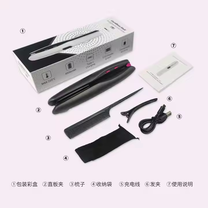 Ricaricabile 2 in 1 Dirigente per capelli senza fili Dirigente senza fili Curling con batteria da 4800mAh e temperatura multi