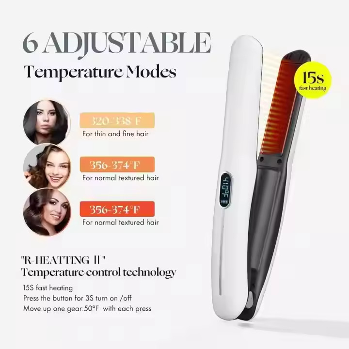 Ricaricabile 2 in 1 Dirigente per capelli senza fili Dirigente senza fili Curling con batteria da 4800mAh e temperatura multi