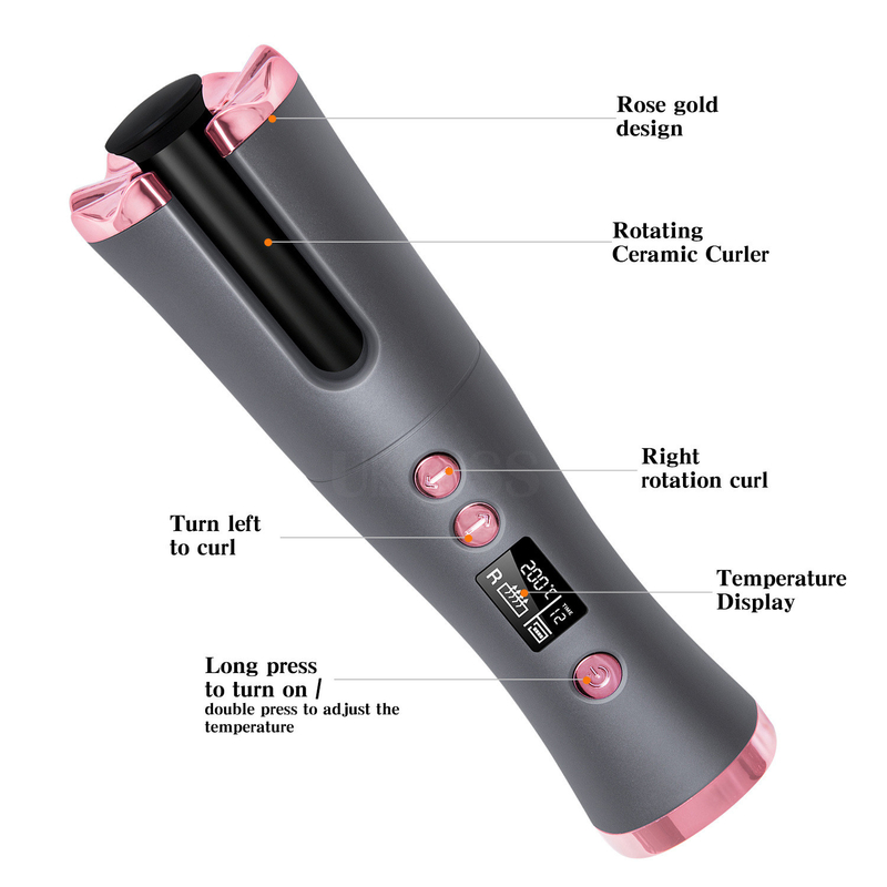 15W cordless Automatic Hair Curler Portatile Tipo-C ricaricabile riscaldamento rapido Design compatto