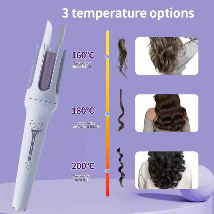 Ferro per capelli corti automatico da 32 mm Impostazioni della temperatura 160°C 180°C 200°C Disegno anti-bruciore Protezione automatica contro il disattivamento