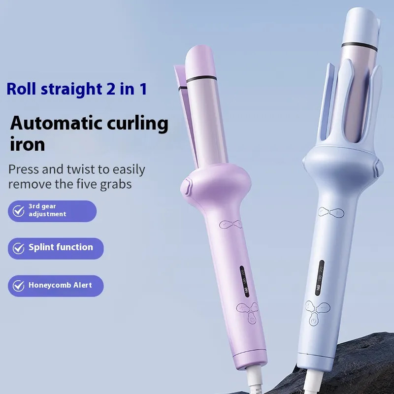 2 in 1 Ferro a ricciole automatico 35W Riscaldamento veloce con suono di bip per capelli ricci e dritti