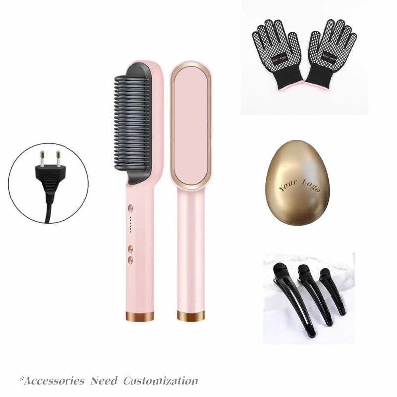 45W pettinatore per l'allineamento dei capelli Spazzola per capelli anti scaldamento Pellettina per lo stile agli ioni negativi Riscaldamento rapido 5 livelli di temperatura regolabili