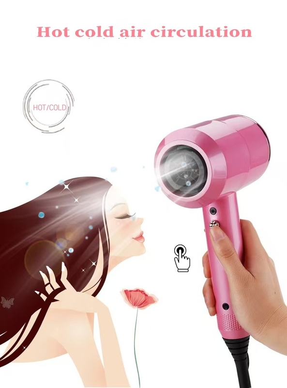 Asciugatrice di capelli rosa con 3 accessori professionali per vento potente e cura delicata adatta a tutti i tipi di capelli
