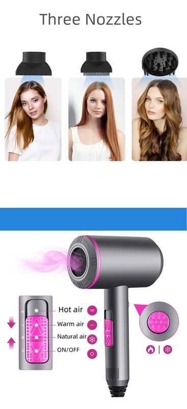Asciugacapelli elettrico da 1500 watt con 3 accessori multifunzionali per un taglio di capelli perfettamente liscio
