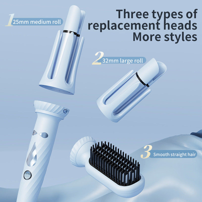 Ferro da riccioli automatico 3 in 1 con allarme bip, strumento di pettinatura per riccioli e onde senza sforzo.