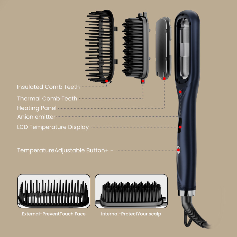 Combine ad ioni negativi ad altissima temperatura per raddrizzare i capelli con 2 impostazioni di velocità e più di un'ora di durata della batteria