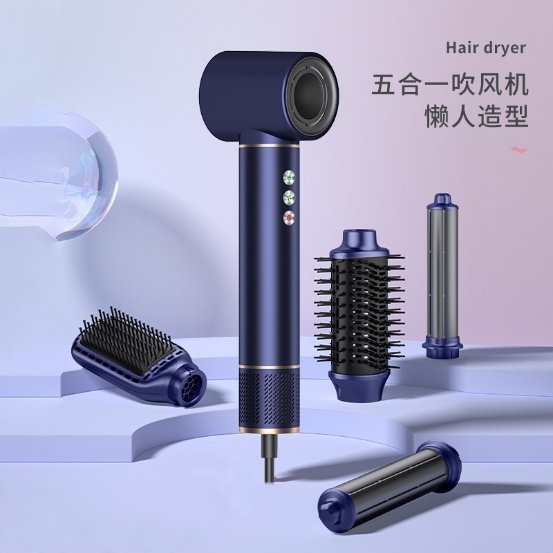 220V 5 in 1 Speed Hot Air Styler Professionale Frizz-Free Blow Dryer Spazzola Curl raddrizzare con borsa da viaggio 3 Gear Cold