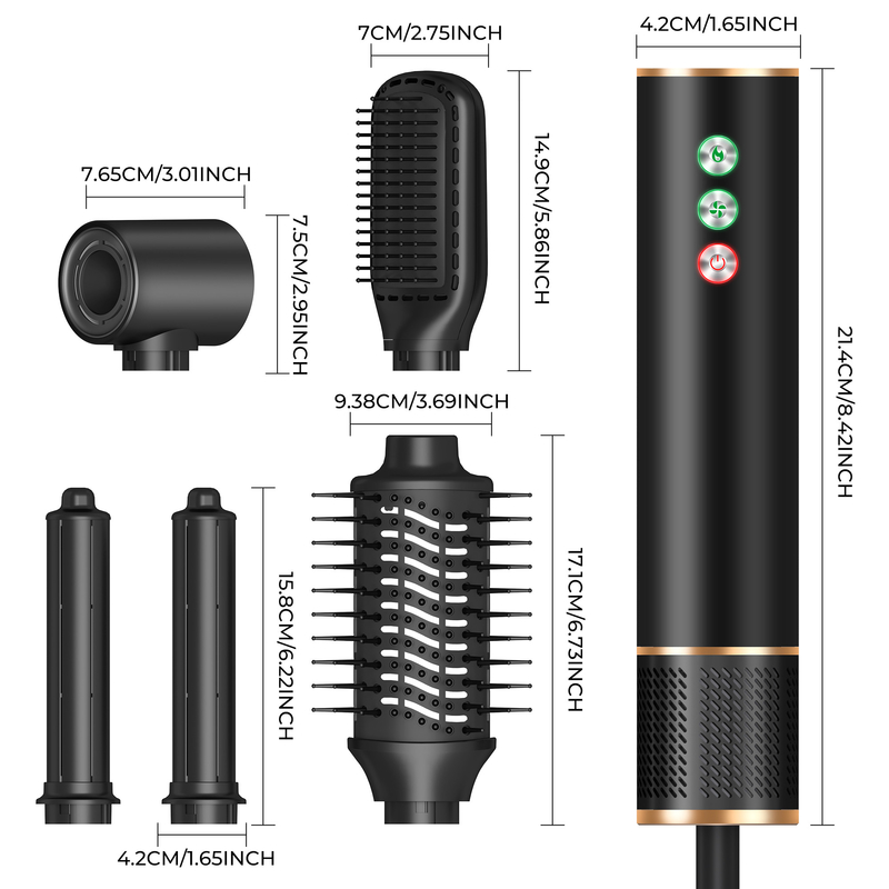 220V 5 in 1 Speed Hot Air Styler Professionale Frizz-Free Blow Dryer Spazzola Curl raddrizzare con borsa da viaggio 3 Gear Cold