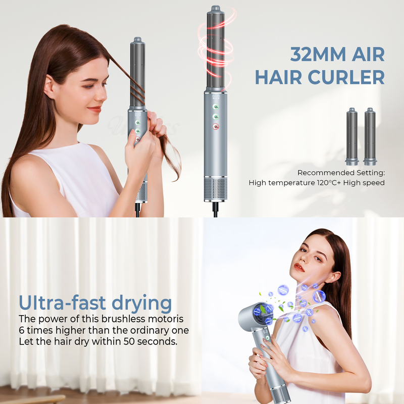 220V 5 in 1 Speed Hot Air Styler Professionale Frizz-Free Blow Dryer Spazzola Curl raddrizzare con borsa da viaggio 3 Gear Cold