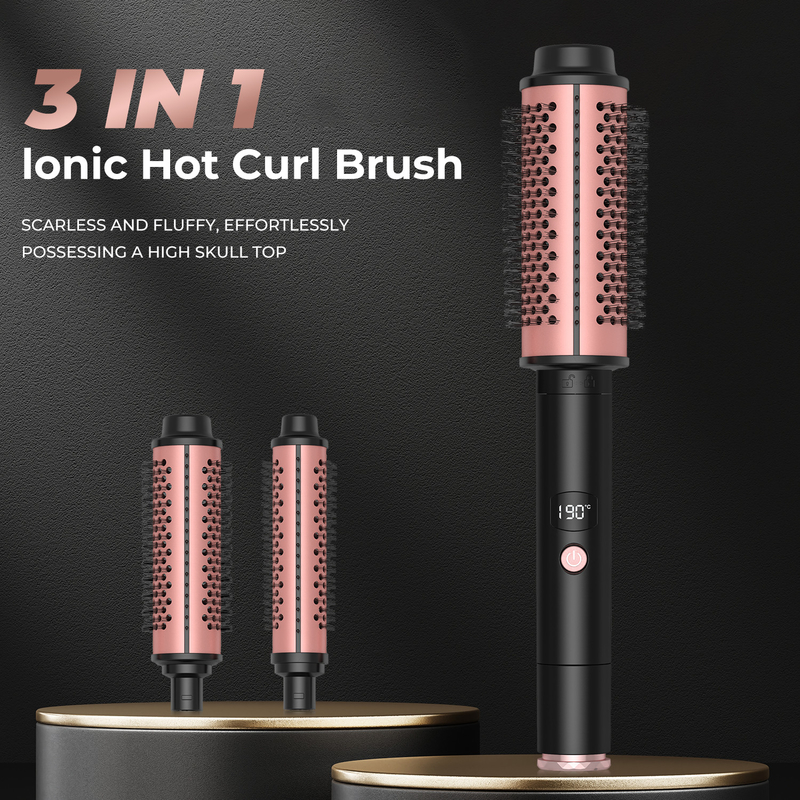 Doppio ceramico 3-in-1 spazzola a aria calda nero oro asciugare come si fa i capelli
