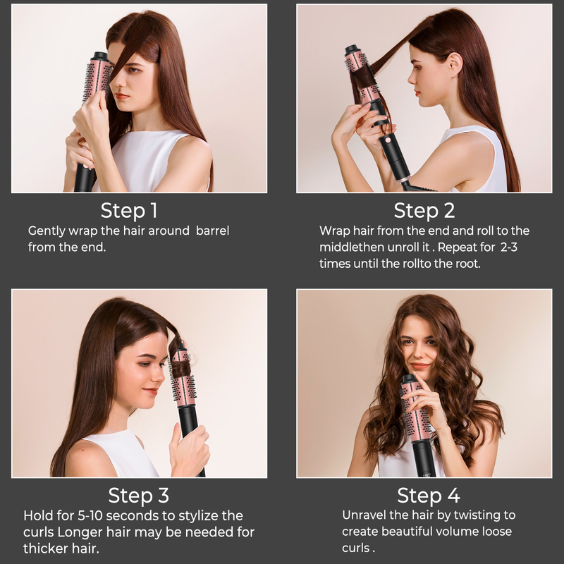 Doppio ceramico 3-in-1 spazzola a aria calda nero oro asciugare come si fa i capelli