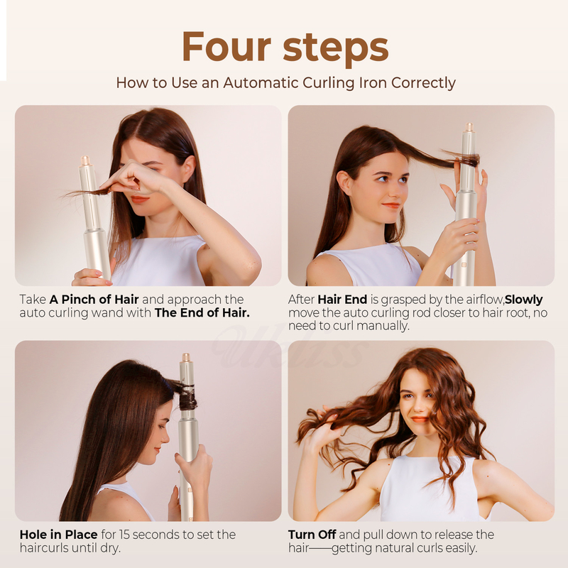 Cold 4 Gear 8 in 1 Hair Styler 110 000 RPM Velocità asciugacapelli ionica negativa Curling automatico Ferro volumizer raddrizzatore