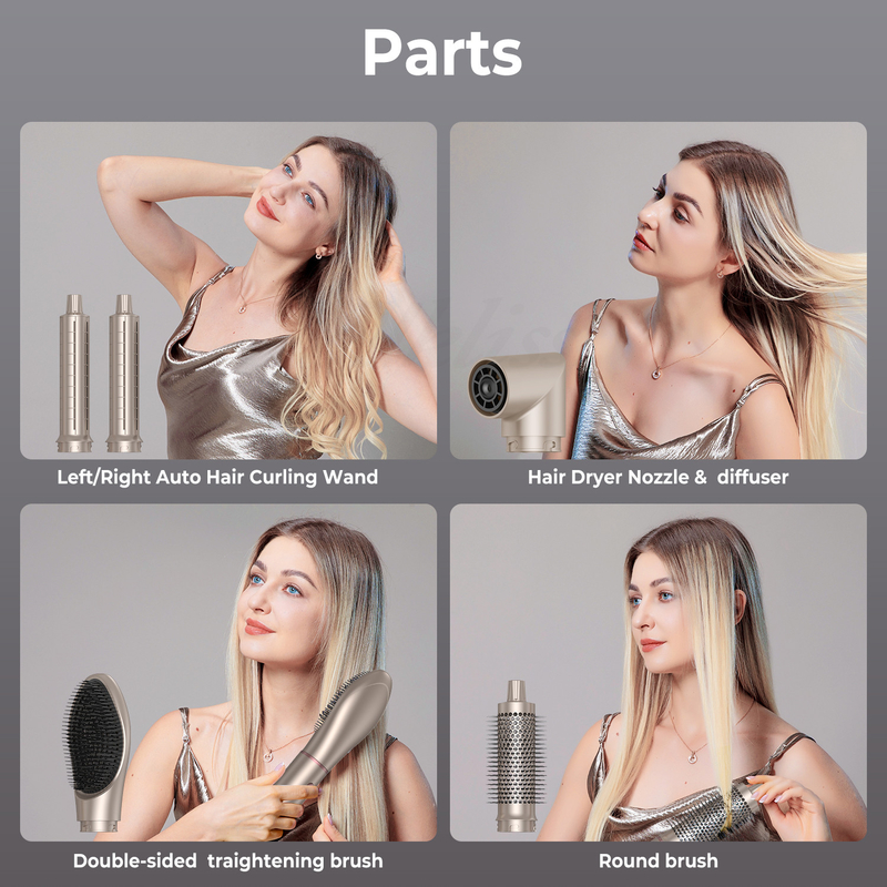 6 in 1 Professional Hot Air Styler Potente asciugacapelli e raddrizzatore Set Curling Volumizing Straightening