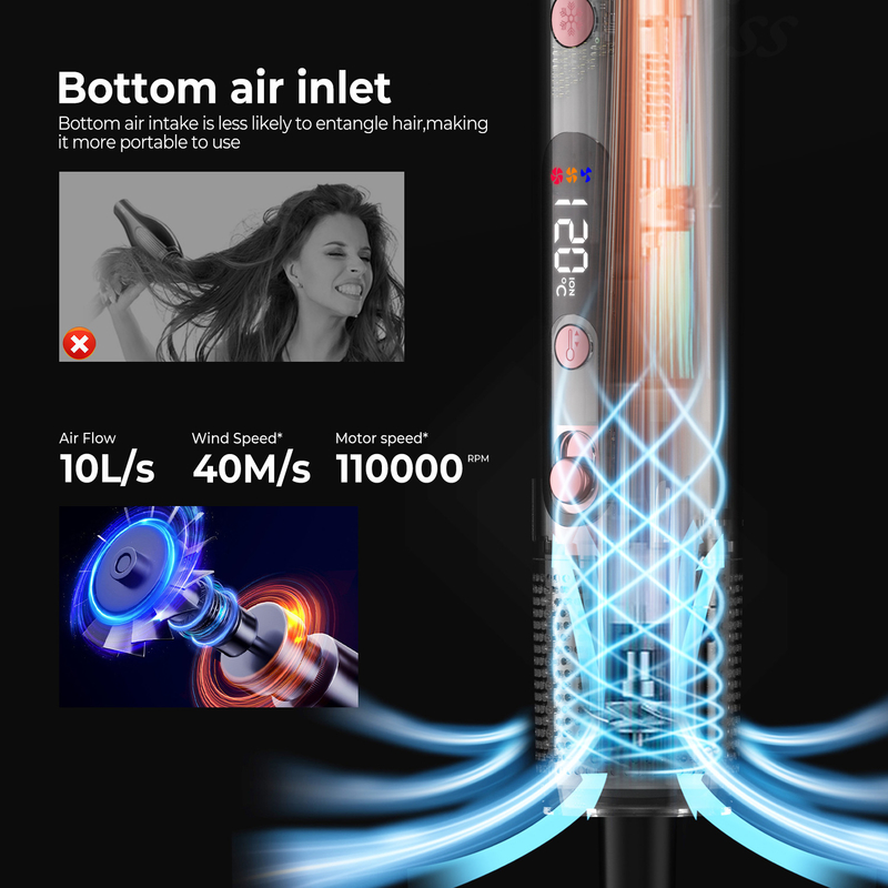 6 in 1 Professional Hot Air Styler Potente asciugacapelli e raddrizzatore Set Curling Volumizing Straightening