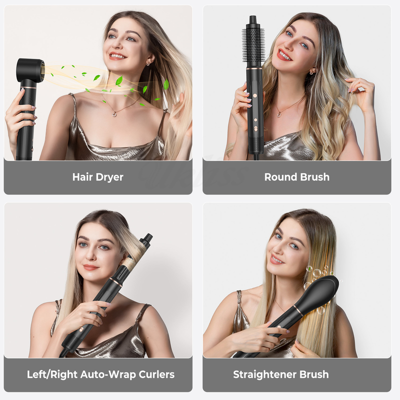 Asciugatrice di capelli a aria calda professionale spazzola 5 in 1 velocità ionica negativa asciugatura rapida fredda 4 ingranaggi tensione 110V / 50HZ 240V / 60HZ