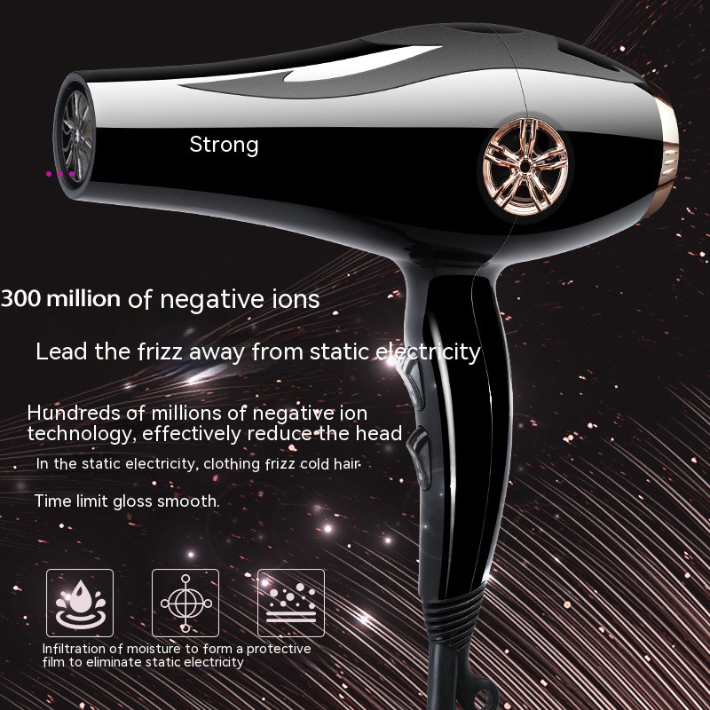 Asciugatrice di capelli professionale ad alta velocità da 2000W con apparecchiature multiattachment set a ioni negativi con luce blu